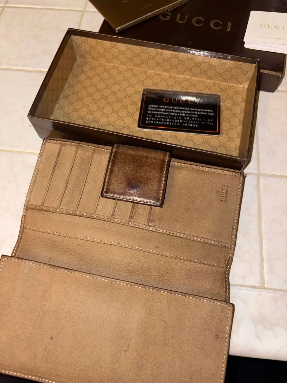 Gucci Bronze Metallic Leather Horsebit Wallet with Brown Stripe